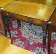 A 19th Century mahogany single drawer side table on turned and ringed supports