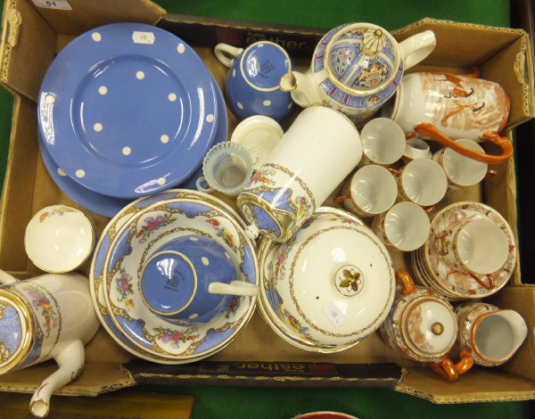 A box containing a collection of ceramics to include T G Green & Co. Limited "Blue Domino" pattern