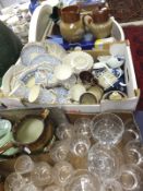 Three boxes of miscellaneous ceramics, glass, plated wares, etc, to include a small collection of