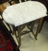 A marble topped centre table on hardwood base