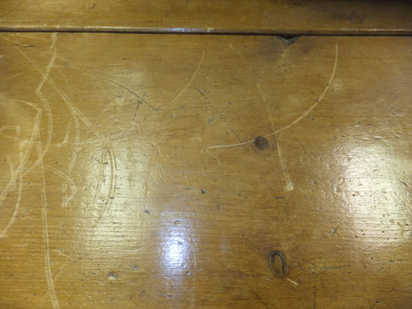 A large rectangular pine topped kitchen table with cream painted legs   CONDITION REPORTS  General - Image 2 of 8