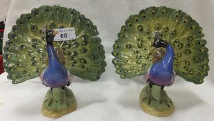 A pair of Dresden porcelain figures of peacocks    CONDITION REPORTS  Approx 17.5cm high.  General