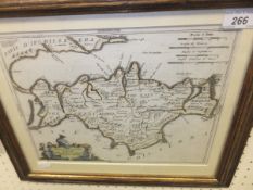 AFTER FRANCESCO BENARDI "Isola di Wight", a black and white engraved map, later coloured, together