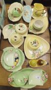 A collection of 17 pieces of Carlton ware to include leaf moulded serving dishes, various preserve