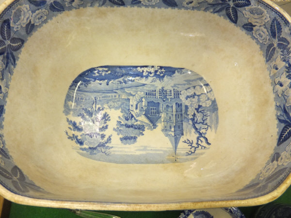 A 19th Century blue transfer decorated tureen depicting "British Scenery", a Spode's "Italian" - Image 4 of 7