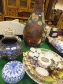 A large collection of Oriental porcelain and other wares to include a large baluster shaped vase