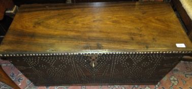 A 19th Century rosewood Zanzibar chest with studded decoration   CONDITION REPORTS  Wear, scuffs,