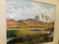 JOHN WATLING "Liathac from Loch Clair at the foot of Beinn Eighe", watercolour heightened with