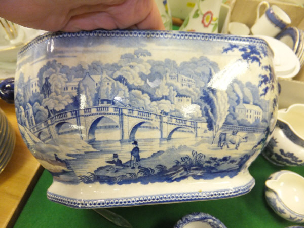 A 19th Century blue transfer decorated tureen depicting "British Scenery", a Spode's "Italian" - Image 5 of 7