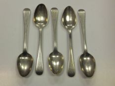 A set of five George III teaspoons (by William Eley, William Fearn and William Chawner, London,