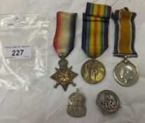Three First World War medals comprising the 1914-15 Star, the 1914-18 Victory medal and the 1914-