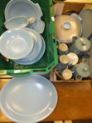 A collection of Poole pottery blue / grey twin tone dinner wares and a small collection of similarly