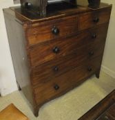 A 19th century mahogany chest of two short over three long drawers with ebonised turned knob