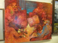 JOHNSON "String quartet", acrylic on canvas, signed bottom right