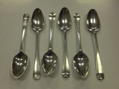 A set of six George III silver teaspoons with scrollwork decoration (marks rubbed)