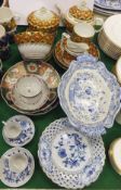 A collection of decorative ceramics to include a collection of 19th Century tea wares decorated in