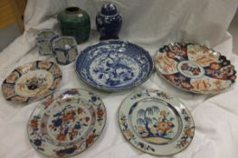 A collection of Oriental ceramics to include two 19th Century Chinese porcelain Imari pattern