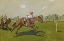 AFTER CHARLES ANCELIN set of ten horse racing and polo chromolithographs from the Galerie Lutia