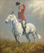 M COWARD "Huntsman on white horse", oil on canvas, signed bottom right