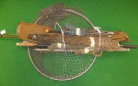 A collection of six salmon and trout landing nets - two by Hardy, a salmon tailer, and a broken