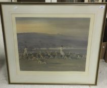 AFTER SIR ALFRED MUNNINGS "The Belvoir Hounds exercising in the Park", colour print   CONDITION