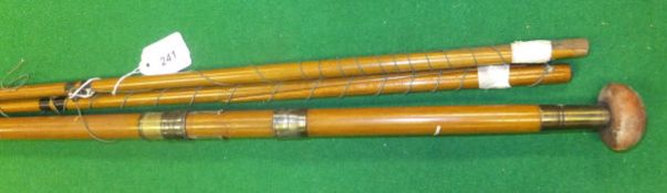 A P.D. Malloch 18 ft. two piece spliced joint salmon fly rod, with spare tip