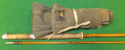 A Hardy "Tourney" 9 ft two piece split cane trout fly rod, with makers cloth bag
