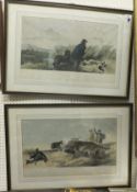 AFTER RICHARD ANSDELL "Black game" and "Duck", two colour engravings of hunting scenes