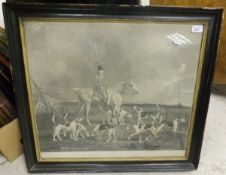 AFTER B MARSHALL "The Earl of Darlington and his Foxhounds", black and white engraving by J  Dean