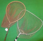 A Farlows tear drop trout landing net with patent folding handle, and a Hardy extending folding