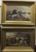 R CLEMINSON "Spaniel and ducks", and "Pointers and grouse", oil on canvas, a pair, signed bottom