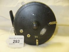 A Hardy "Longstone" 4½" diameter alloy fishing reel bearing the trade plate for Manton & Co of