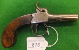 A 19th Century pocket pistol, hammer action, with removeable barrel, by Holland of Banbury, with