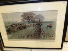 AFTER CECIL ALDIN "First Berkshire Hunt", colour print with Fine Art Trade Guild blind stamp and