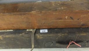 Two pine fishing rod transport cases - one measuring 6 ft marked "ELR", the second measuring 6 ft.