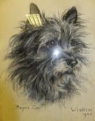 MARJORIE COX "Wiskin", "Edwina", and "Fianna", terriers, pastel studies, all signed and titled (3)