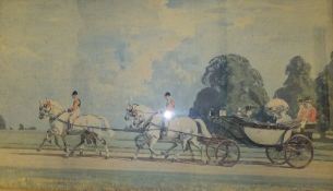 AFTER A J MUNNINGS "Royal coaching party of George V", colour print