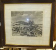 AFTER G D GILES "Hunting scene", black and white print, signed in pencil bottom left