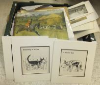 A box of assorted unframed prints on the subjects of hunting and wildlife etc   CONDITION REPORTS