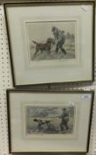 AFTER HENRY WILKINSON "Duck hunting" and "Man with retriever" two limited edition etchings No'd 98/