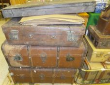 Three steamer trunks, three leather suitcases, and a Doctors brown leather bag stamped "A.F."