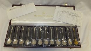 A cased collection of twelve silver commemorative spoons "The Tichborne Spoons" (by BM of London