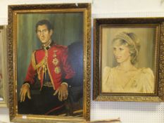 KNIGHT "Prince Charles" and "Princess Diana", portrait studies, two, oil on canvas, both signed