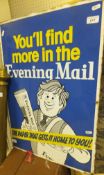 An enamelled tin sign for The Evening Mail