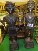 A pair of African Benin style bronze figures