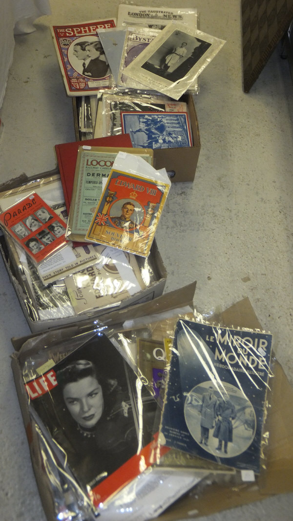 Three boxes of assorted ephemera, mainly relating to Edward VIII