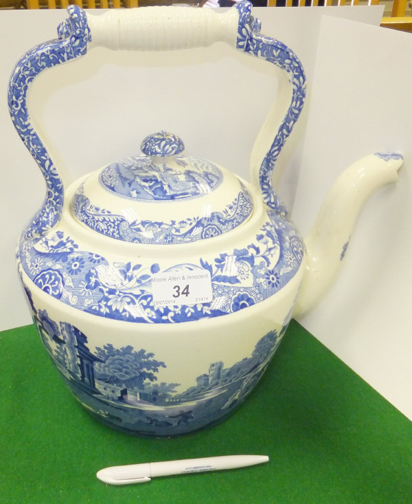 A large Spode "Italian" pattern teapot and lid