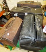 Four assorted Doctors leather bags, including one with fitted interior