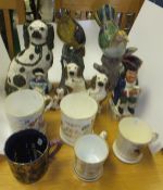 A collection of decorative china wares to include a Staffordshire pottery spaniel with lustre ware