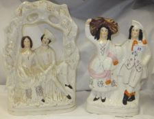 Two large Staffordshire pottery figure groups